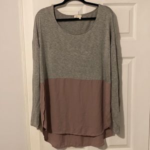 Meadow Rue size XL (from Anthropologie) Gray top with Mauve flowy bottom.